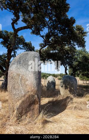 Cromlech Vale Maria do Meio, Evora, Alentejo, Portugal Stockfoto