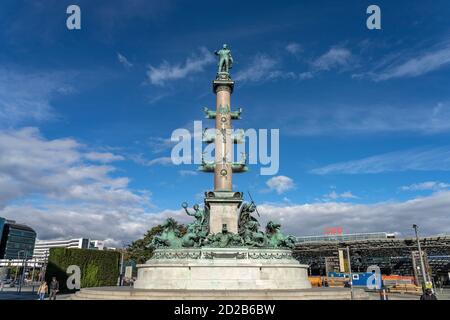 Kreisverkehr am Praterstern mit dem Tegetthoff-Denkmal, Wien, Österreich, Europa Praterstern Roundabout with Tegetthoff's Column, Vienna, Austria, Stockfoto