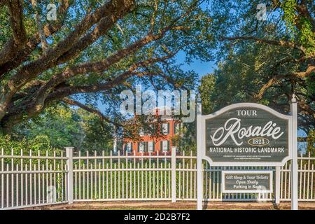 Rosalie Mansion, Vorkriegsheim, diente während des Bürgerkrieges in Natchez, Mississippi, USA als Hauptquartier der Union Army. Stockfoto