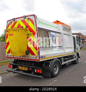 Brentwood Rat Recycling von Lebensmitteln Abfallwirtschaft & Sammlung Dustcart LKW LKW mit hydraulischem Lift für Recycling Wheelie bin Caddy Bag Entleerung UK Stockfoto