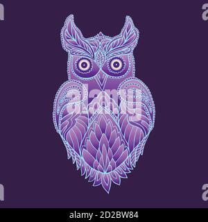 Fantasy mystische lila Eule Stock Vektor