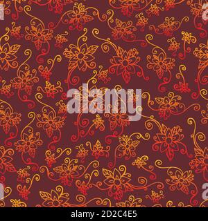Helle exotische Blumen, nahtlos florales Retro-Muster Stock Vektor