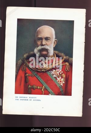 Chromolithographisches Porträt von Franz Joseph I. von Österreich (18. August 1830 – 21. November 1916). Er war Kaiser von Österreich, König von Böhmen, König von Kroa Stockfoto