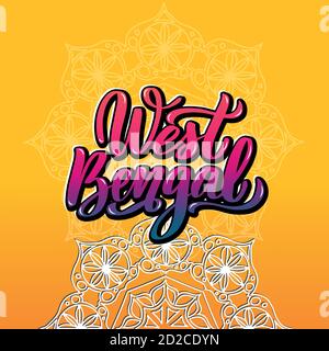 Westbengalen handgeschriebene Stock-Schrift Typografie. Status Stock Vektor