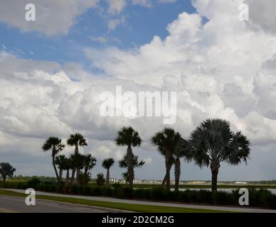 Babcock Ranch, EINE nachhaltige Gemeinde im Südwesten Floridas, läuft auf Solarengerei. Stockfoto