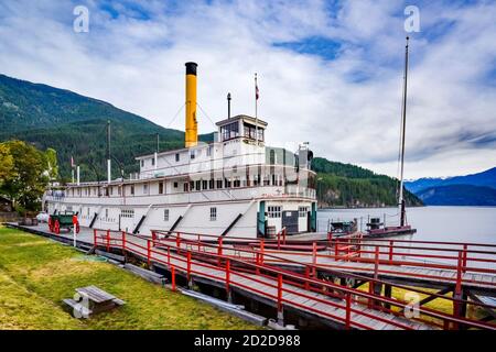 Der älteste Passagierdampfer der Welt, SS Moyie, Kootenay Lake, Kaslo, British Columbia, Stockfoto