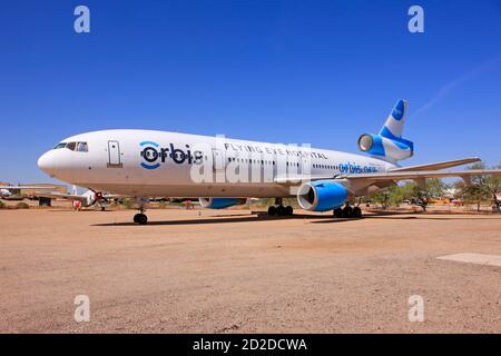 Orbis - Flugaugenklinik MD DC-10 in Tucson gelagert AZ Stockfoto