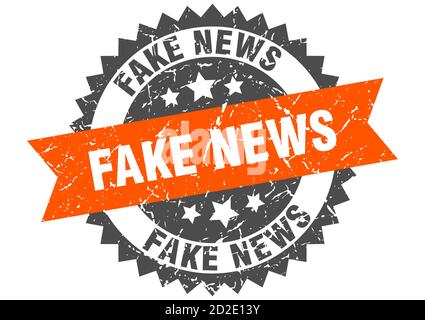 Fake News Stempel. Rundes Grunge Schild mit Band Stock Vektor