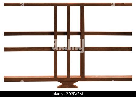 Holzgeländer isoliert auf weiß, mit Clipping-Pfad. Stockfoto