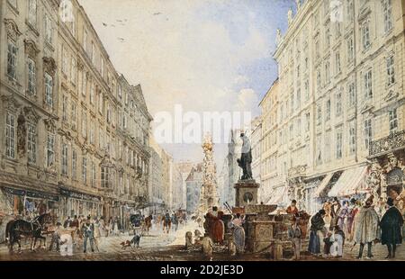 Alt Rudolf von - ein Blick auf den Graben in Wien - Österreichische Schule - 19. Jahrhundert Stockfoto