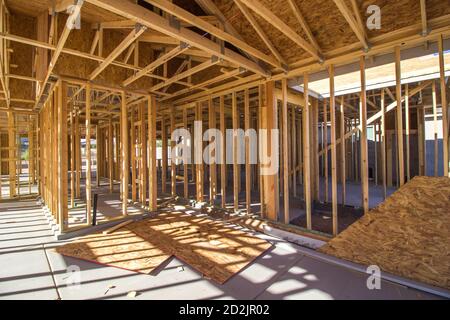 Innenraum Des Neuen Hauses In Framing Stage Stockfoto