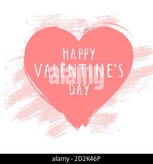 Karte zum Valentinstag. Hintergrund mit grunge Herz. Vorlagen für Etiketten, Poster, Banner, Flyer und andere mit handgezeichneten Schriftzügen. Vektorillus Stock Vektor