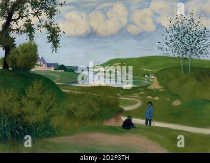 Vallotton Felix - Zahlen Von Paysage Avec Rivière Et Deux - Schweizer Schule - 19. Jahrhundert Stockfoto