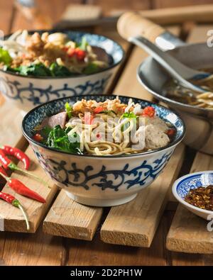 Thailändische Bootnudeln. Thailändische Küche Stockfoto