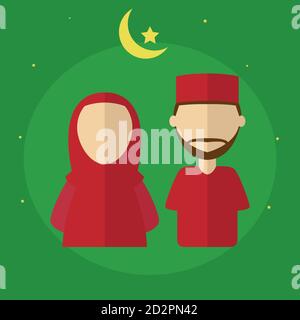 Illustration Vektor Design von Mann und Frau muslim Stock Vektor