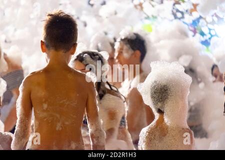 fiesta de la Espuma, S ´Estanyol de Migjorn, Llucmajor, Mallorca, balearen, Spanien Stockfoto