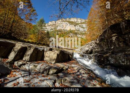 La Ripareta, Cañon de Añisclo, parque nacional de Ordesa y Monte Perdido, comarca del Sobrarbe, Huesca, Aragón, cordillera de los Pirineos, Spanien Stockfoto