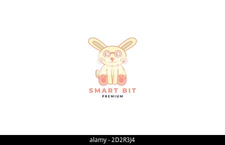 Kaninchen oder Hase mit Sonnenbrille niedlichen Cartoon Logo Vektor Illustration Stock Vektor