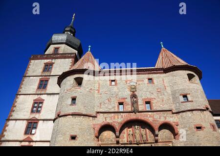 Tor und Turm Kiliansturm Scherenbergtor, Festung Marienberg, Würzburg, Würzburg, Unterfranken, Bayern, Deutschland Stockfoto
