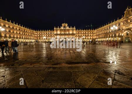 plaza Mayor, construida en el año 1729 al 1756, estilo barroco, Salamanca, comunidad autónoma de Castilla y León, Spanien Stockfoto