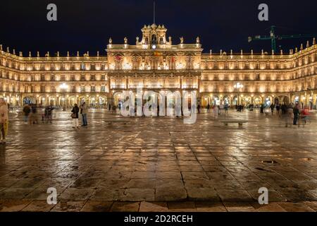 plaza Mayor, construida en el año 1729 al 1756, estilo barroco, Salamanca, comunidad autónoma de Castilla y León, Spanien Stockfoto