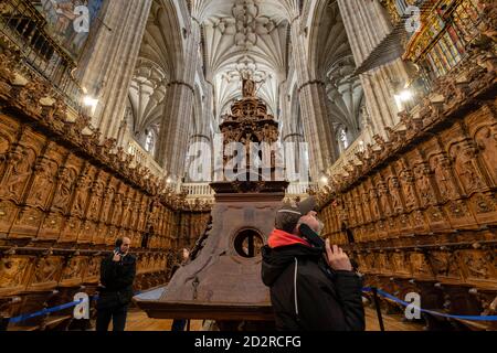 coro, Catedral de la Asunción de la Virgen, Salamanca, comunidad autónoma de Castilla y León, Spanien Stockfoto