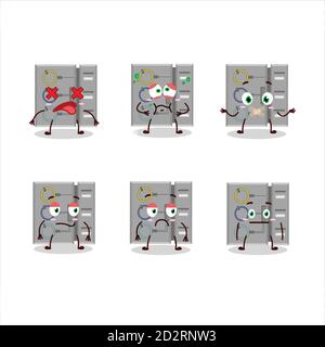 Unter uns Aufgabe Maschine Cartoon Charakter mit nope Ausdruck Stock Vektor