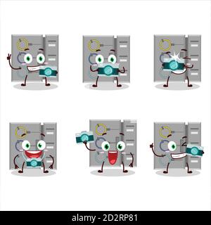 Fotograf Beruf Emoticon mit unter uns Aufgabe Maschine Zeichentrickfigur Stock Vektor