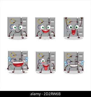 Cartoon-Charakter unter uns Task-Maschine mit Lächeln Ausdruck Stock Vektor