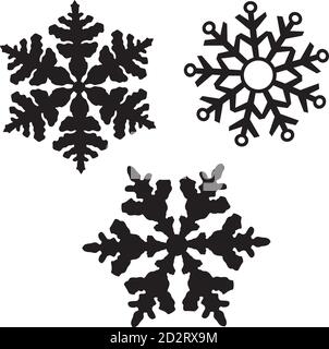 vektor-Illustration von Satz von Schneeflocken. schneeflocke Silhouette. Stock Vektor