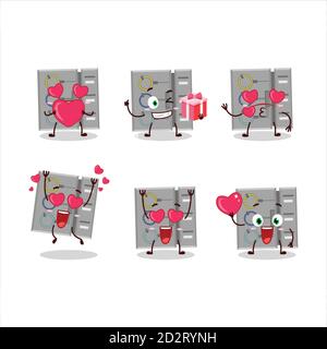 Unter uns Aufgabe Maschine Zeichentrickfigur mit Liebe niedlichen Emoticon Stock Vektor