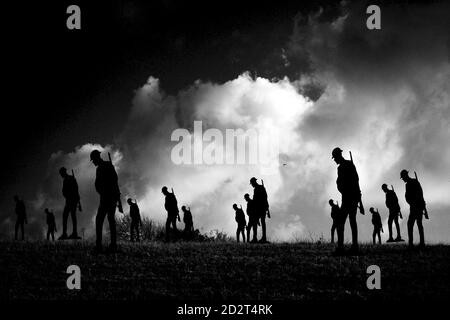 Silhouetten der Gedenkstätte zum Ersten Weltkrieg Stockfoto