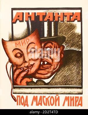 Sowjetisches Plakat "Entente unter der Maske der Welt". Poster von 1919. Stockfoto