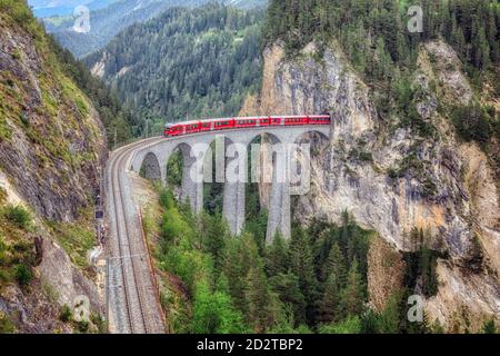 Landwasser Viadukt, Filisur, Graubünden, Schweiz, Europa Stockfoto