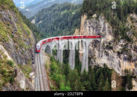 Landwasser Viadukt, Filisur, Graubünden, Schweiz, Europa Stockfoto