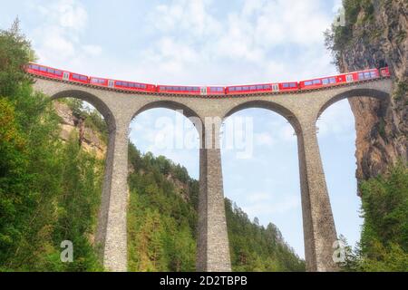 Landwasser Viadukt, Filisur, Graubünden, Schweiz, Europa Stockfoto