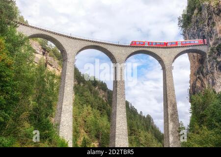 Landwasser Viadukt, Filisur, Graubünden, Schweiz, Europa Stockfoto