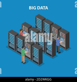 Rechenzentrum. Künstliche Intelligenz und neuronale Netze. Stock Vektor