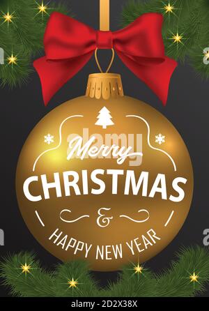 Die Inschrift von fröhlichen Weihnachten und ein glückliches neues Jahr Auf dem b Stock Vektor