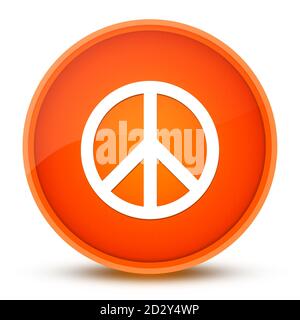 Friedenszeichen luxuriöse glänzende orange runde Knopf abstrakte Illustration Stockfoto