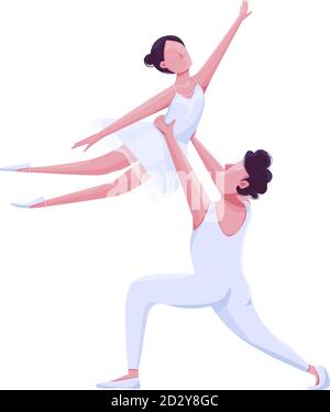 Balletttänzer verbinden Leistung flache Farbe Vektor gesichtslosen Charakter. Theater Tanz Partner Bewegung auf der Bühne isoliert Cartoon Illustration für Web Stock Vektor