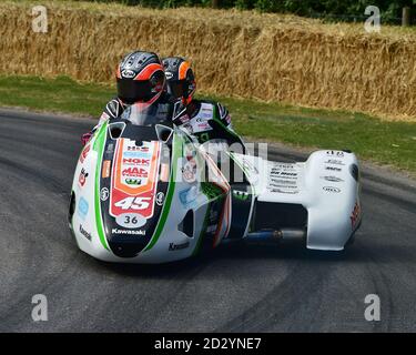 Maria Costello, LCR-Kawasaki F2, Racing Sidecar, Goodwood Festival of Speed, Speed Kings, Motorsport's Record Breakers, Goodwood, Juli 2019, West SÜSS Stockfoto