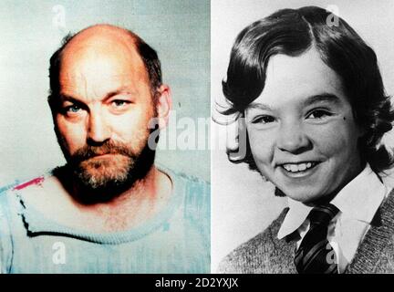 COMPOSITE : (links) eine Polizei ausgestellt undated sammeln von verurteilten Kind-Killer Robert Black (Bibliothek Filer 258517-17). (Rechts) Devon Schulmädchen Genette Tate (schwarz-weiße Bibliothek sammeln 228722-4) in 1978. Detektive, die versuchten, das 20-jährige Verschwinden des Zeitungsmädchens Genette Tate zu lösen, versprachen heute, die Ermittlungen weiterzuführen, bis sie herausfinden, was mit ihr geschehen ist. Herr Tate hat gesagt, er glaube nicht, dass seine Tochter am Leben sei, sondern wollte wissen, wo sie ihr ein richtiges christliches Begräbnis geben soll. Er ist überzeugt Kinderkiller Robert Black, mindestens 35 Jahre für den Mord Th Stockfoto