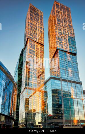 Moderne Hochhäuser des Moscow International Business Centre (MIBC), auch bekannt als „Moscow City“. Moskau, Russland. Stockfoto