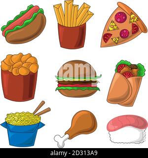 Farbsymbole zum Thema Fast Food Stock Vektor