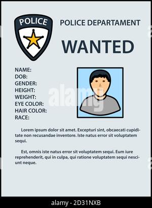 Symbol „Wanted Poster“. Bearbeitbare Kontur Mit Farbfülldesign. Vektorgrafik. Stock Vektor