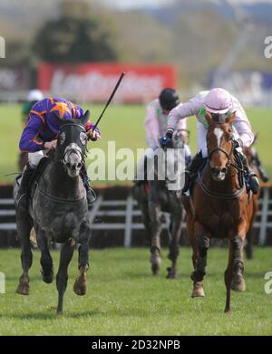 Diakali, geritten von Jockey Ruby Walsh (links) auf dem Weg zum Sieg in der AES Champion Four Year Old Hürde während des AES Festival Family Day des Festivals 2013 in Punchestown Racecourse, Co Kildare, Irland. Stockfoto