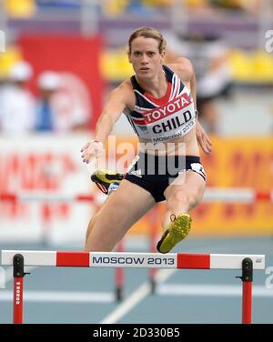 Das britische Eilidh-Kind beim Halbfinale der 400-m-Hürden der Frauen am vierten Tag der IAAF-Leichtathletik-Weltmeisterschaften 2013 im Luzhniki-Stadion in Moskau, Russland. Stockfoto