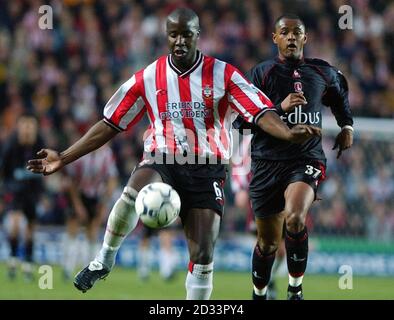 Southampton's Paul Williams und Charlton Athletic's Shaun Bartlett kämpfen während des FA Barclaycard Premiership-Spiels in St. Mary's, Southampton, um den Ball. REDAKTIONELLE FUNKTION. KEINE WEBSITE-/INTERNETNUTZUNG, ES SEI DENN, DIE WEBSITE IST BEI DER FOOTBALL ASSOCIATION PREMIER LEAGUE REGISTRIERT. Stockfoto