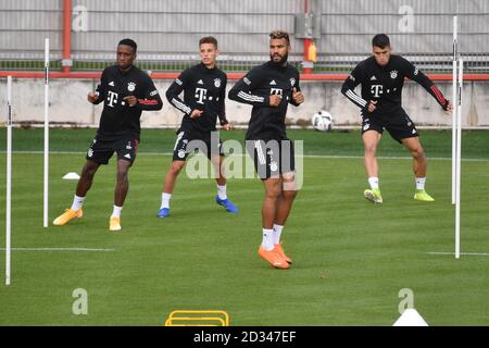 Die Neulinge von links: Bouna Sarr (FC Bayern München), Tiago DANTAS (FC Bayern München), Eric Maxim Choupo-Moting (FC Bayern München), Marc ROCA (FC Bayern München), FC Bayern München Neulinge. Training in der Saebener Straße. Fußball 1. Bundesliga, Saison 2020/2021 am 07.10.2020. Weltweite Nutzung Stockfoto